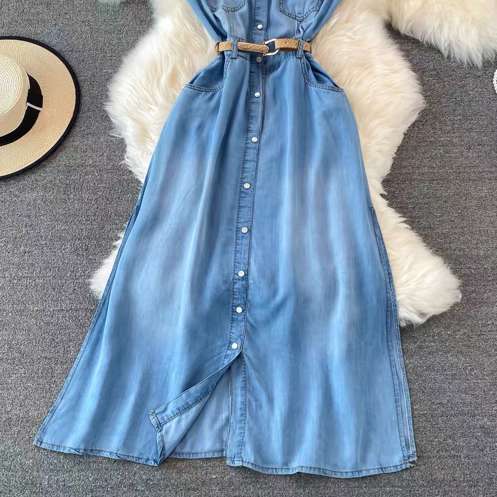 The lady beside my house denim dress & belt DD3 images